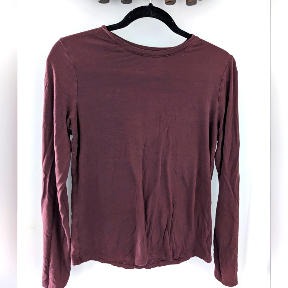 Reitmans Women's Long Sleeve Top - Maroon/ Burgundy - Size US M